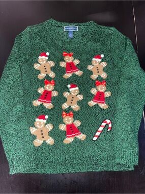 Karen Scott ugly christmas sweater petites womens color green 100% acrylic 92054